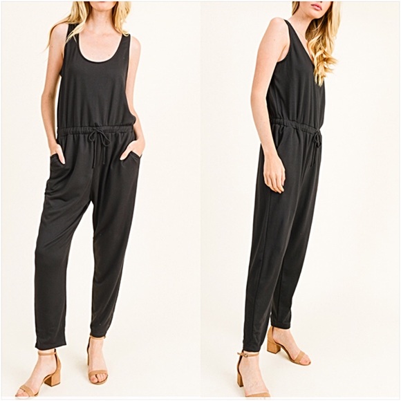 Softest Ever Black Jumpsuit Pockets L - Picture 8 of 8